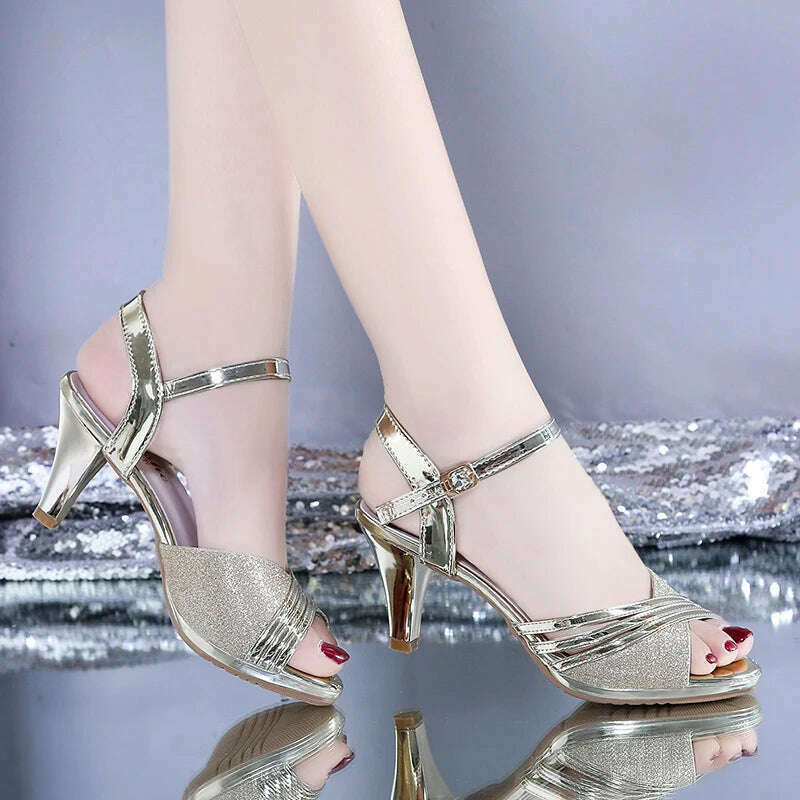 British Style Open-Toe High Heels – Buckle Strap