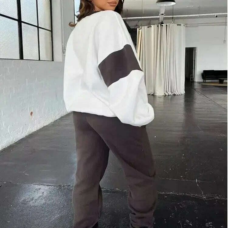 2024 Winter Colorblock Two-Piece Tracksuit: Sweatshirt & Pants - D&M Boutique