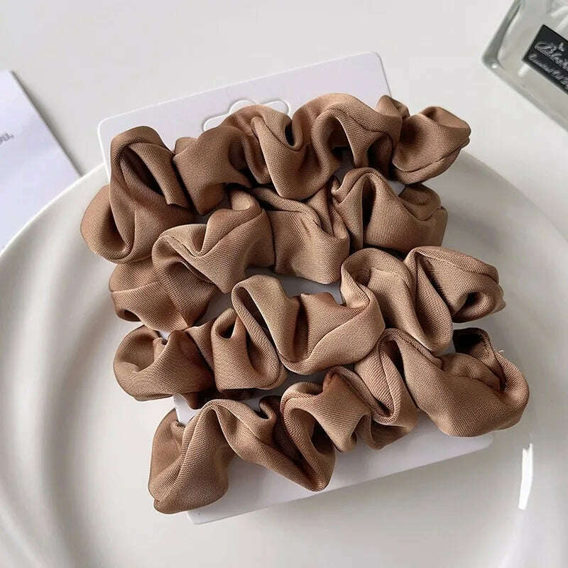 3/4/5 PCS Satin Pleated Scrunchies Elastic Hair Bands