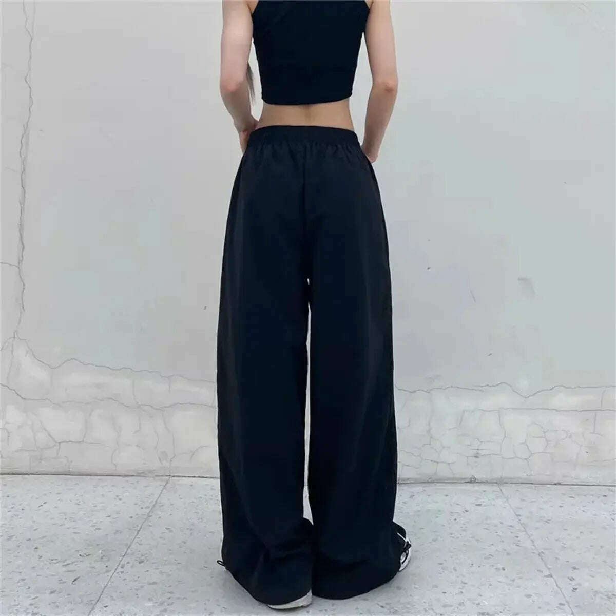 Casual Wide-Leg Cargo Pants – Drawstring, Y2K Streetwear Joggers - D&M Boutique