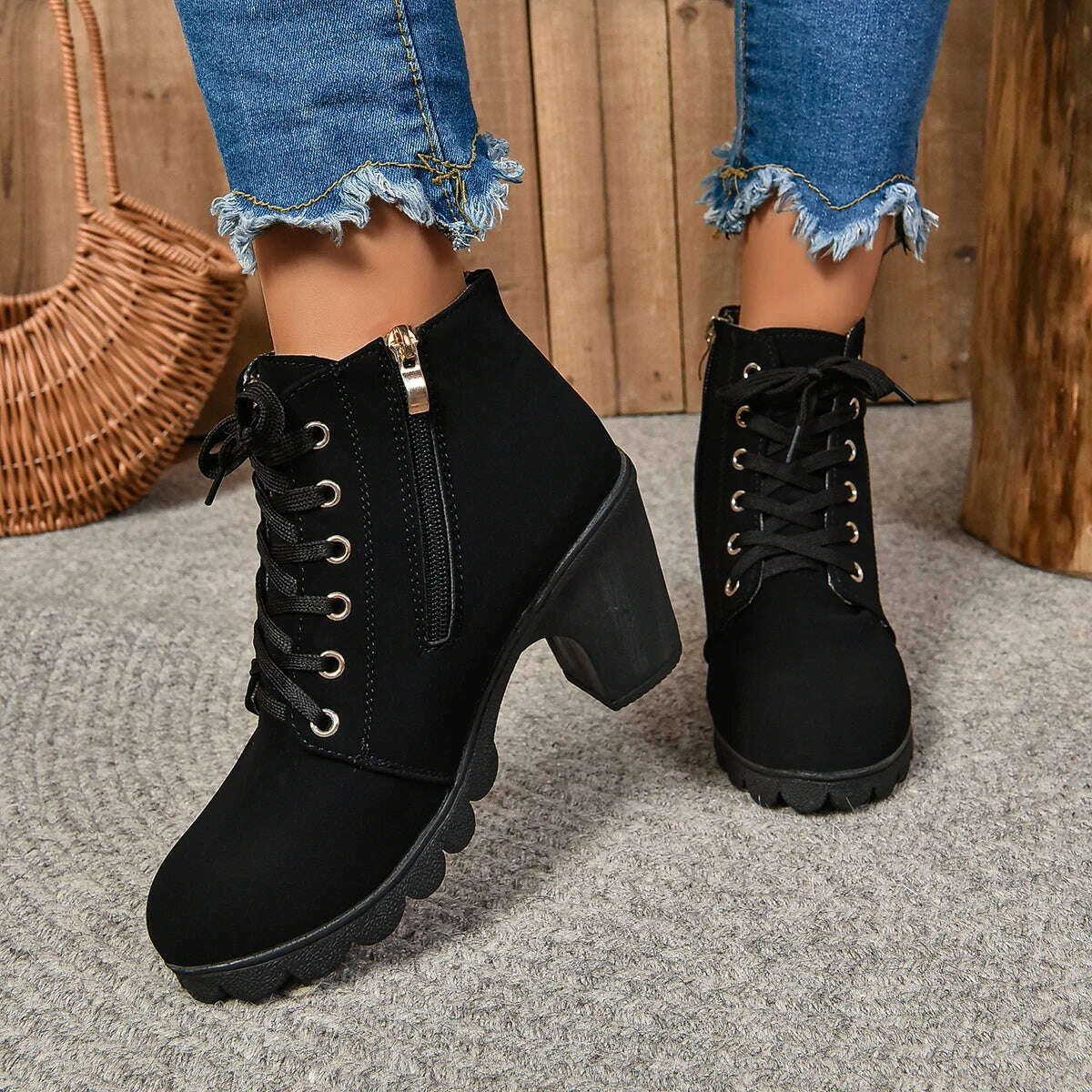 LINLING High Heel Ankle Boots