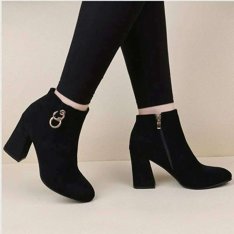 BZQBZX Retro Plush Ankle Boots