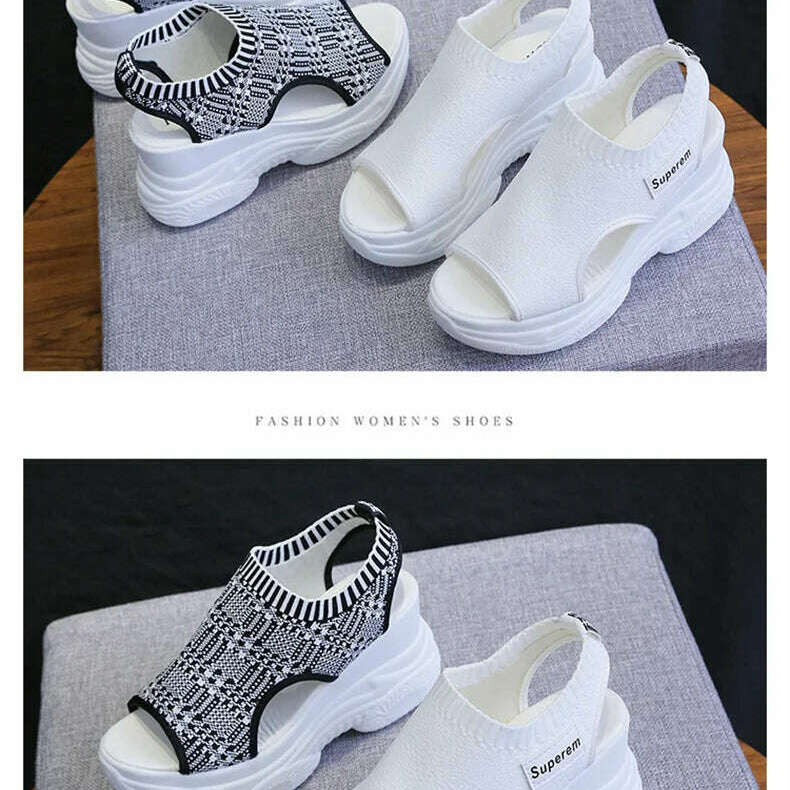 Summer Wedge Heel Sandals - Elastic Cloth & Thick Sole