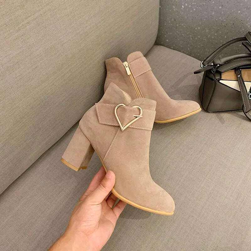 Women's Chunky Heeled Ankle Boots – Side Zipper