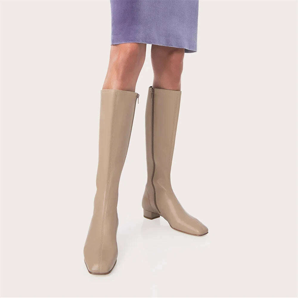 FEDONAS Women's Leather High Heel Boots