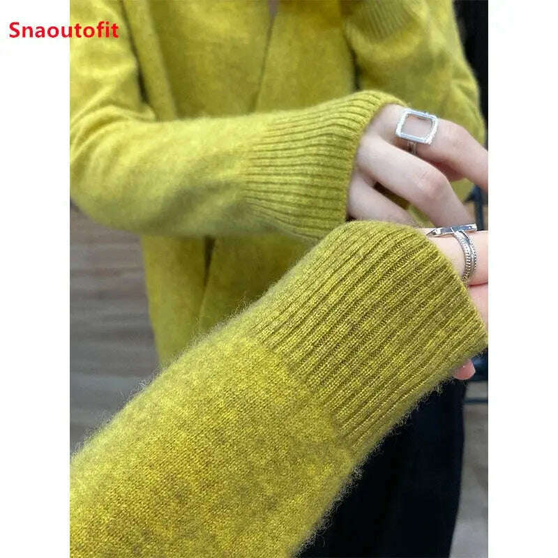 Japanese Kimono Cardigan Wool Sweater V-Neck Knitted Top - D&M Boutique