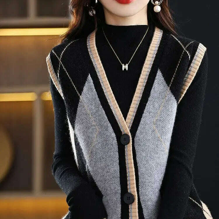 2024 Women's Casual Korean Style Knitted Cardigan Vest - D&M Boutique