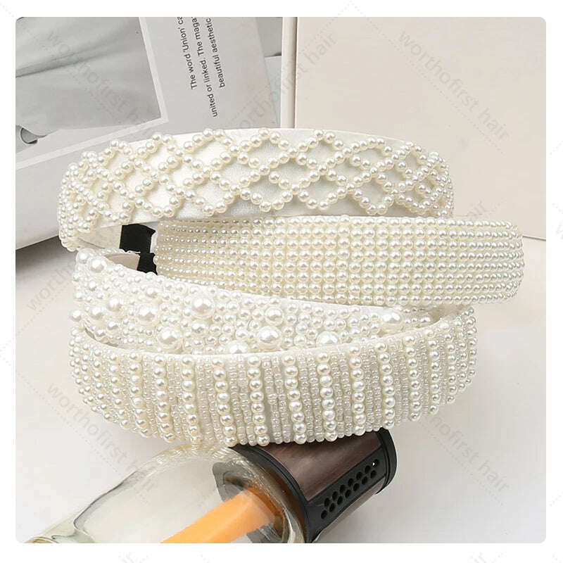 Hair Hoop with ABS Pearl Decoration for Women