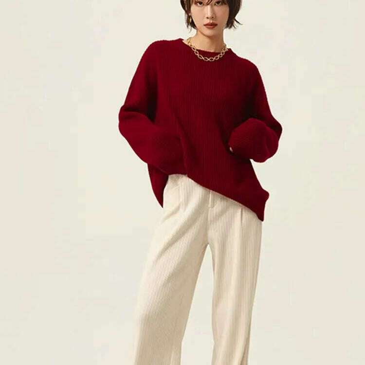 100% Cashmere Turtleneck Sweater – Loose Long Sleeve - D&M Boutique