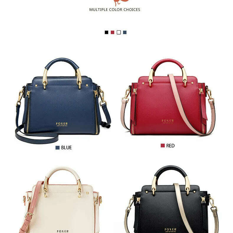 FOXER Split Leather Crossbody Bag Elegant & Spacious
