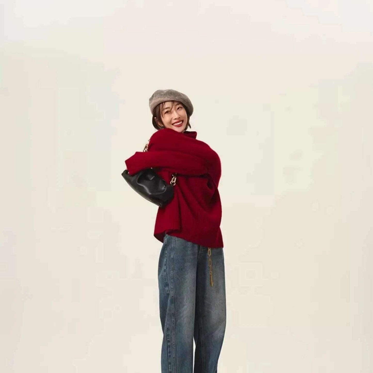 100% Cashmere Turtleneck Sweater – Loose Long Sleeve - D&M Boutique