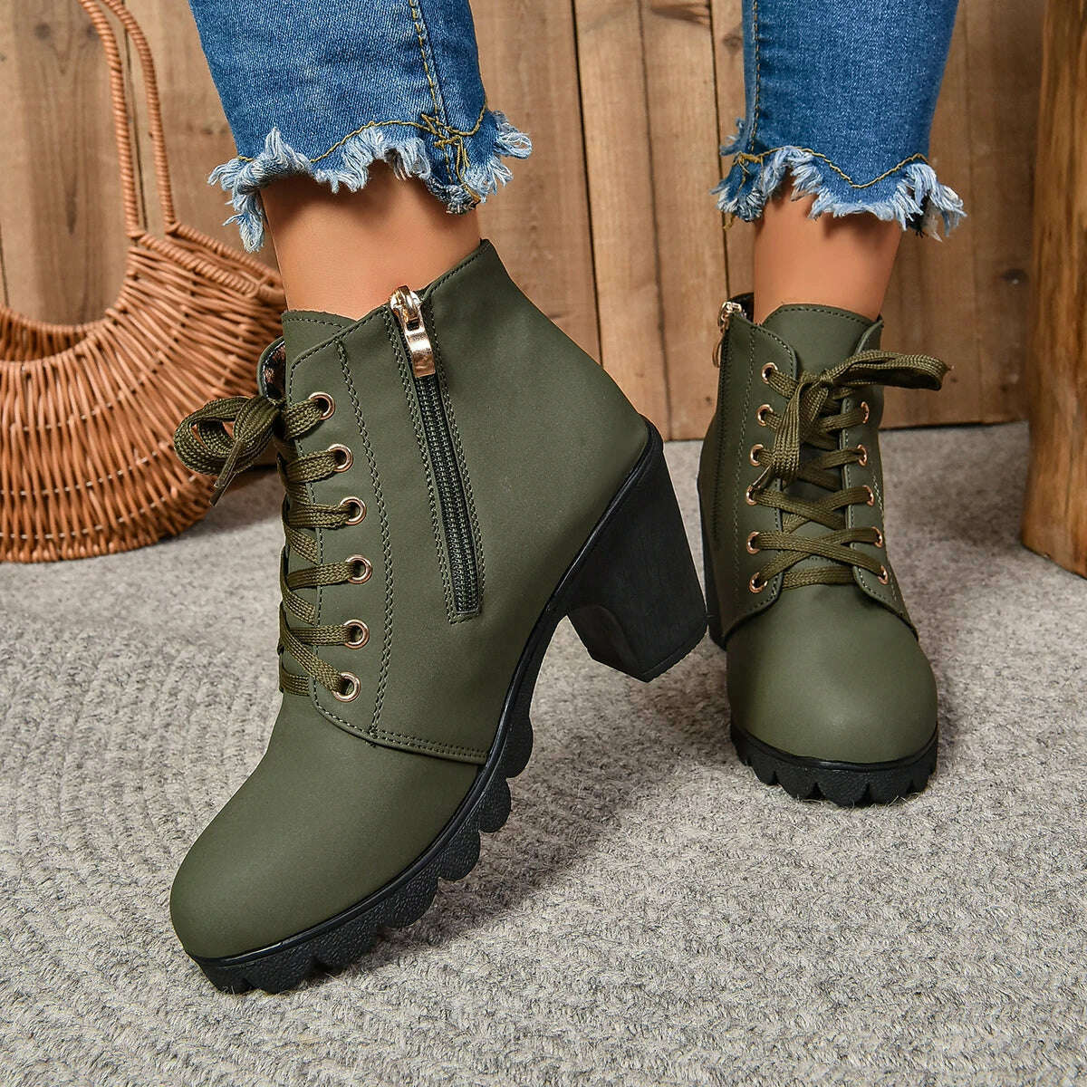 LINLING High Heel Ankle Boots