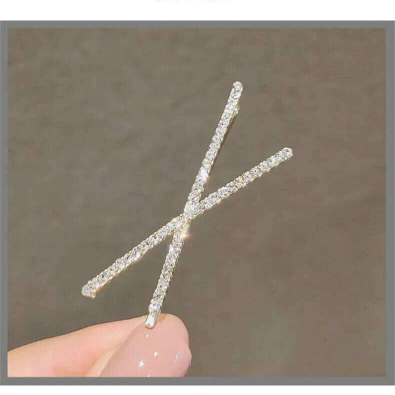 2pcs Cross Crystal Hairpins Rhinestone X Hair Clips