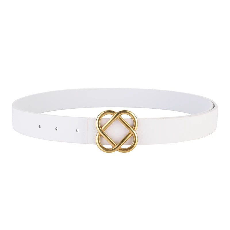 Women's Genuine Leather Belt with Flower Buckle