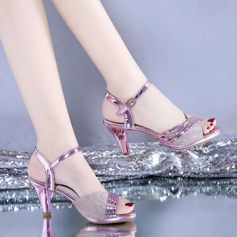 British Style Open-Toe High Heels – Buckle Strap