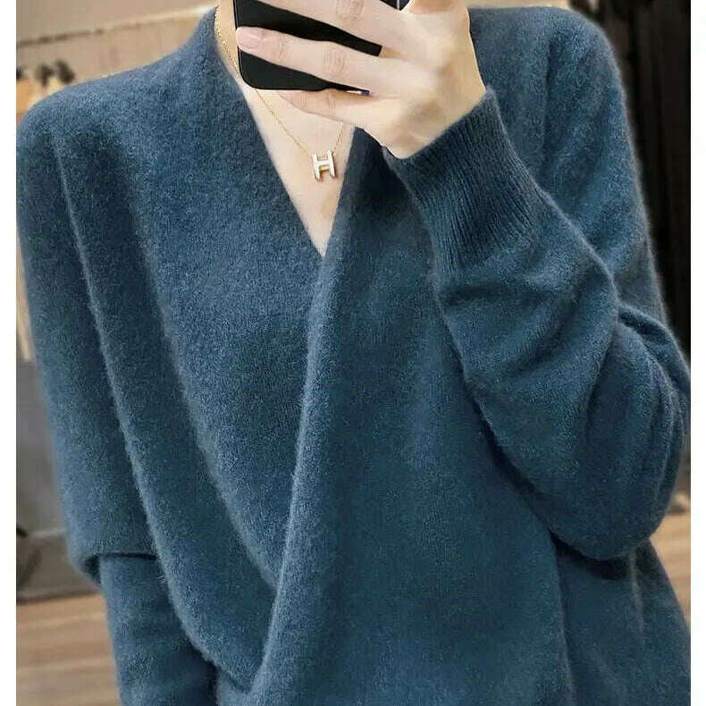 Japanese Kimono Cardigan Wool Sweater V-Neck Knitted Top - D&M Boutique