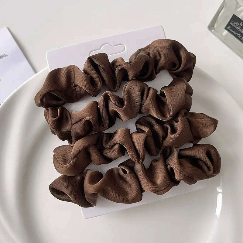 3/4/5 PCS Satin Pleated Scrunchies Elastic Hair Bands