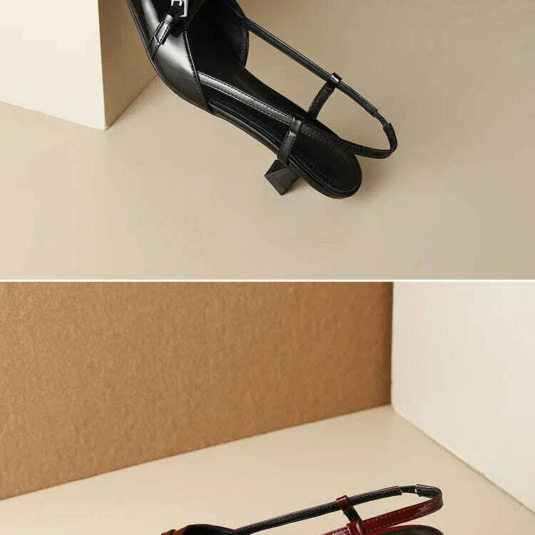 Patent Leather Pointed Toe Slingback Mid-Heel Sandal