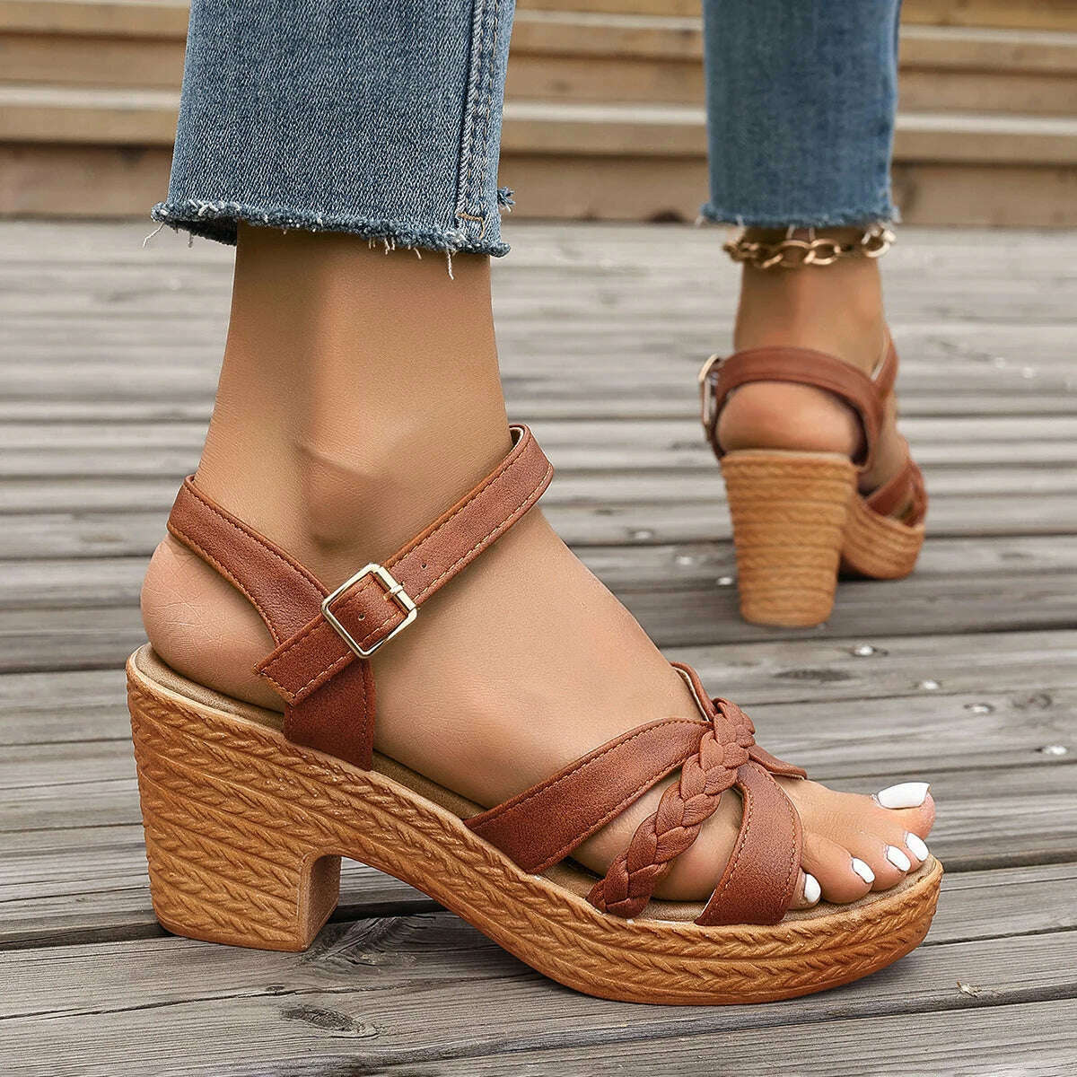 2024 Summer Ankle Strap High Heel Sandals - Platform Gladiator
