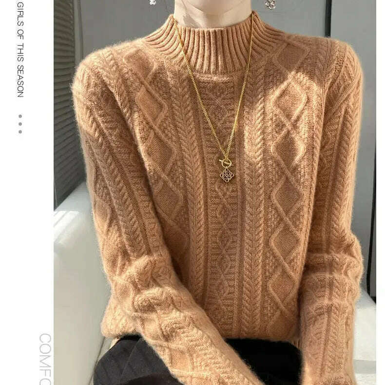 DjzDsm Turtleneck Sweater: 100% Merino Wool, Check Knit - D&M Boutique