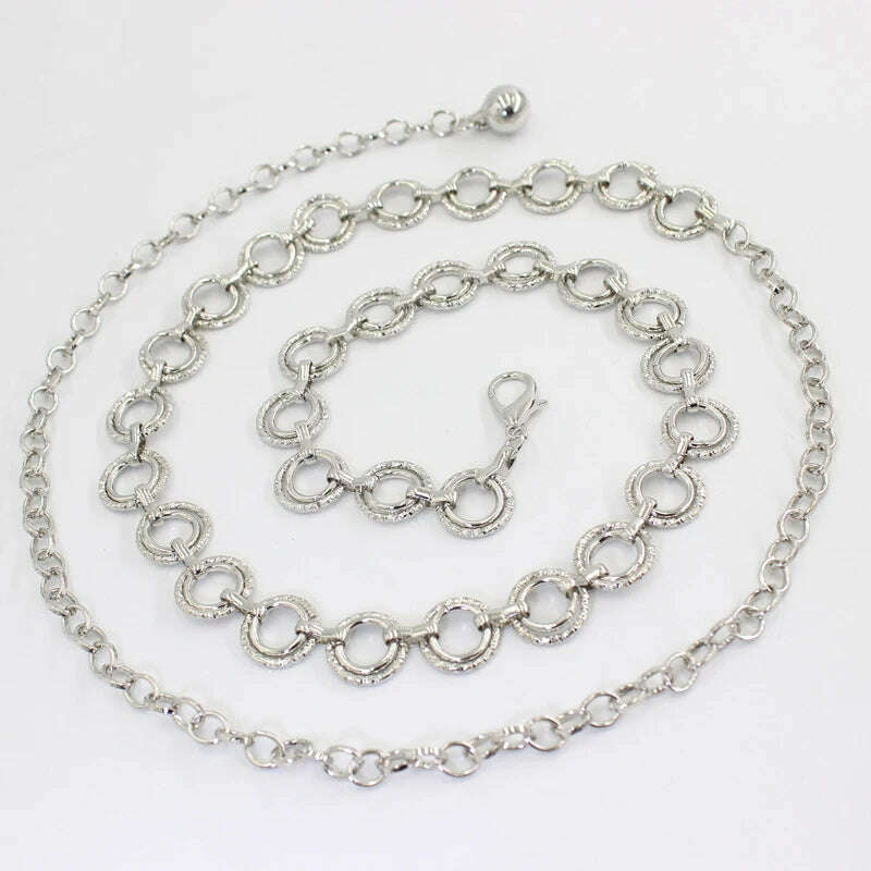 Fashion Circle Metal Waist Chain Belt – Gold & Silver