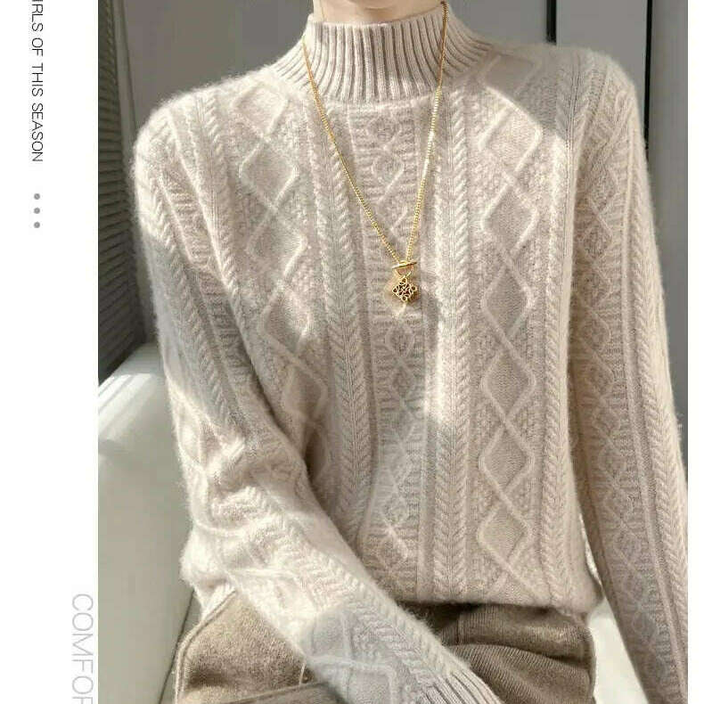 DjzDsm Turtleneck Sweater: 100% Merino Wool, Check Knit - D&M Boutique