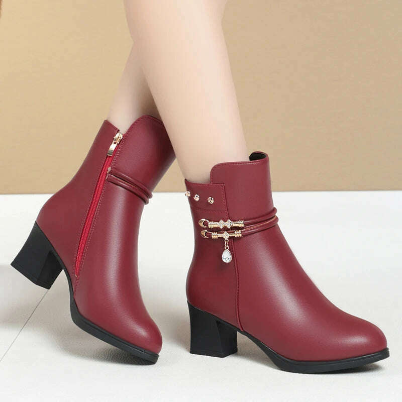 ZLMIAO SHZHANG Women’s Soft Leather Ankle Boots