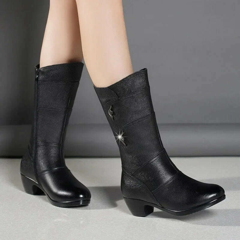 SBIP Mid-Calf Leather Boots