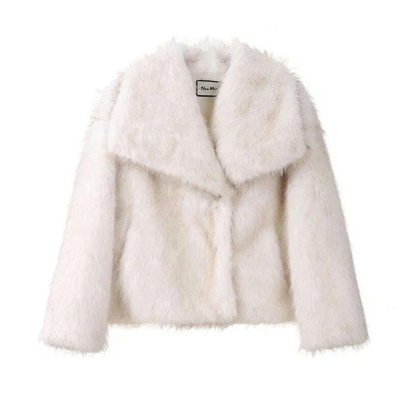 Neo Mint Women's Gradient Faux Fur Coat with Big Collar