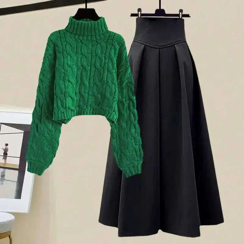 2024 Women's Autumn Slimming Sweater Skirt Set Plus Size