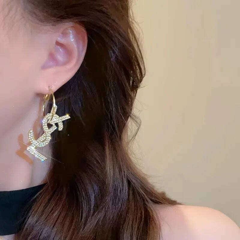 Gold Color Matte Texture Metal Retro Earrings for Women