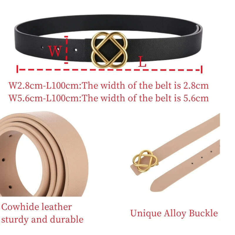 Women's Genuine Leather Belt with Flower Buckle