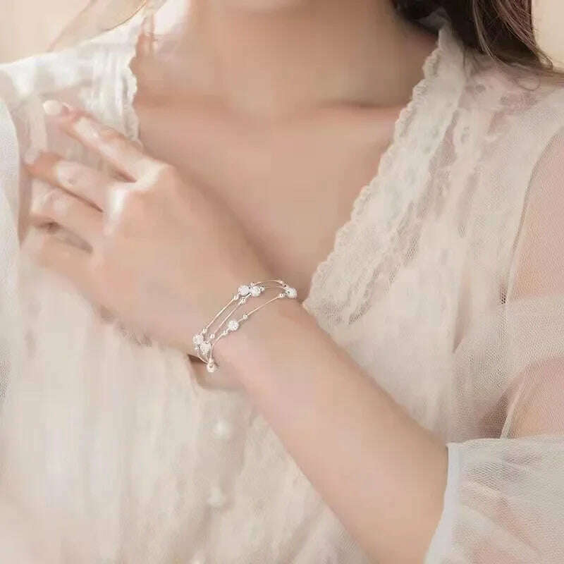 925 Sterling Silver Adjustable Bead Bracelet for Women
