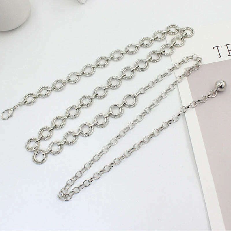 Fashion Circle Metal Waist Chain Belt – Gold & Silver