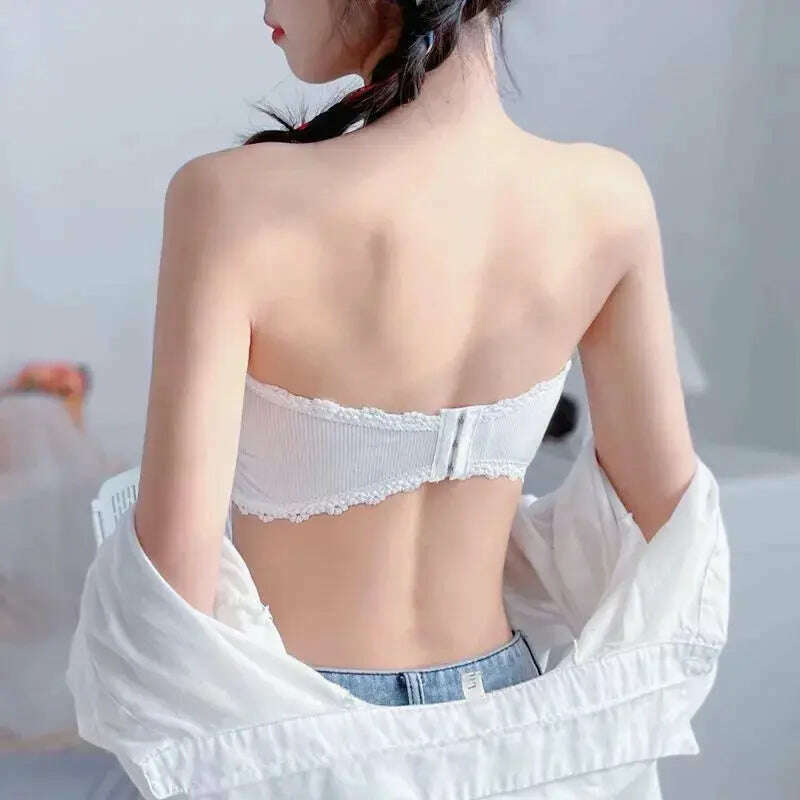 Lace Strapless Push-Up Bra: Seamless, Invisible Crop Top - D&M Boutique