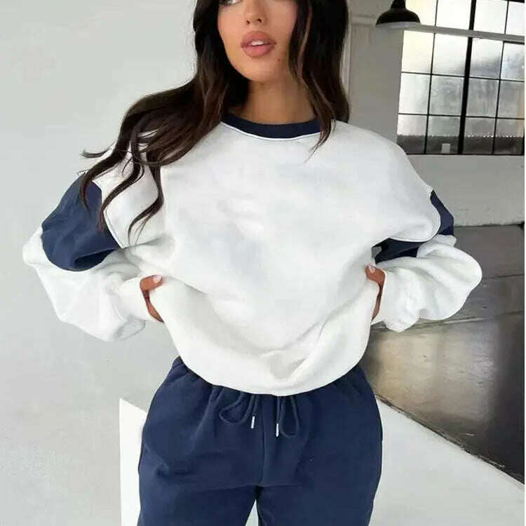 2024 Winter Colorblock Two-Piece Tracksuit: Sweatshirt & Pants - D&M Boutique