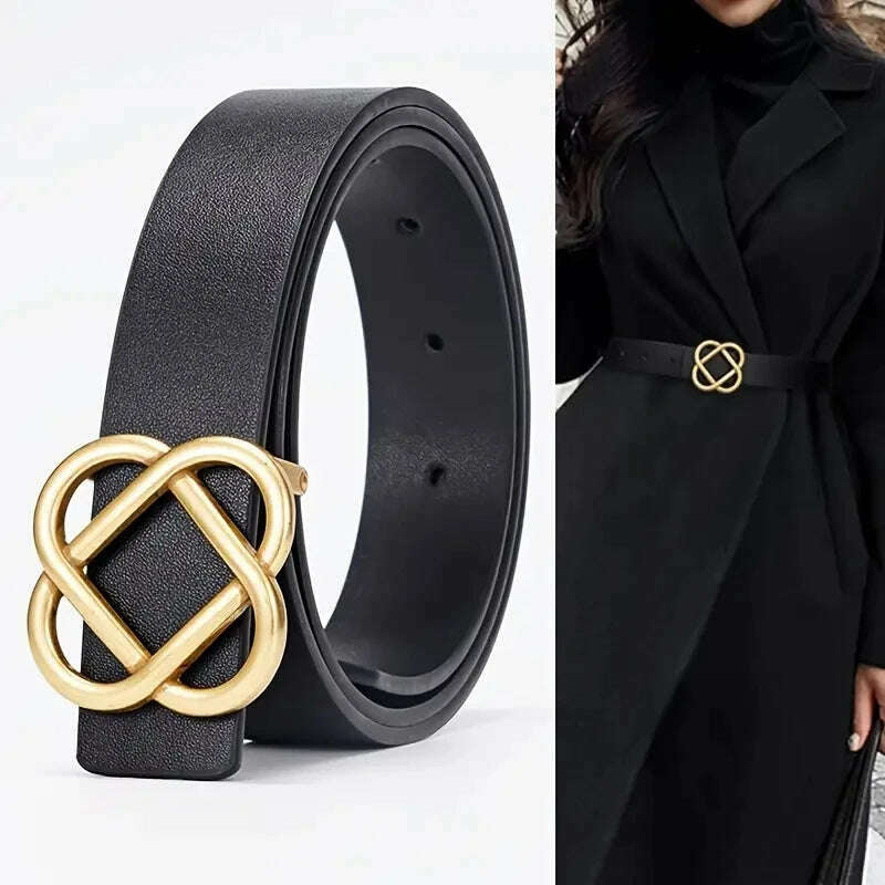 Women's Genuine Leather Belt with Flower Buckle