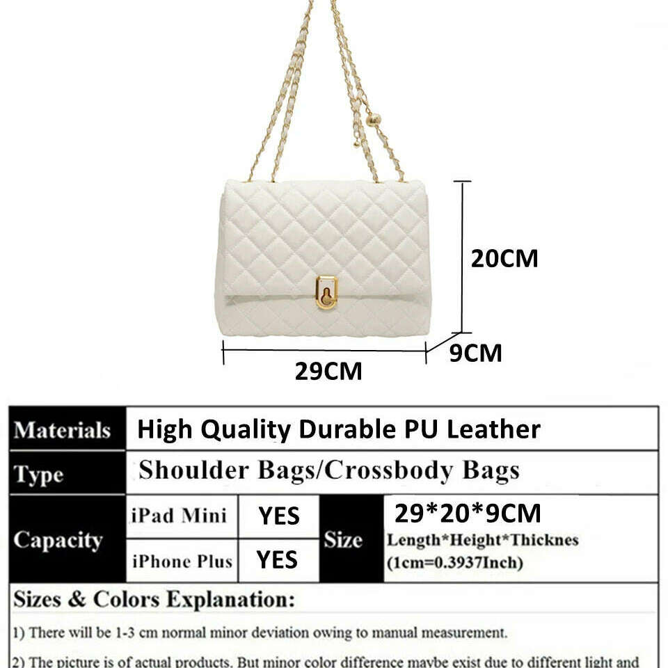 Burminsa Quilted Chain Shoulder Bag for Women