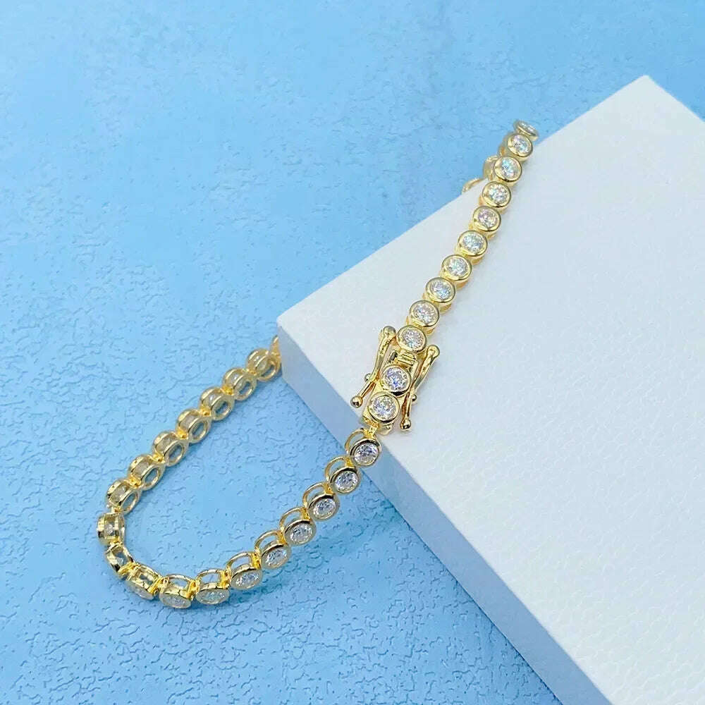 2mm Moissanite Tennis Bracelet: 925 Sterling Silver & 18k Gold