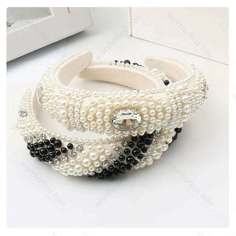 Hair Hoop with ABS Pearl Decoration for Women