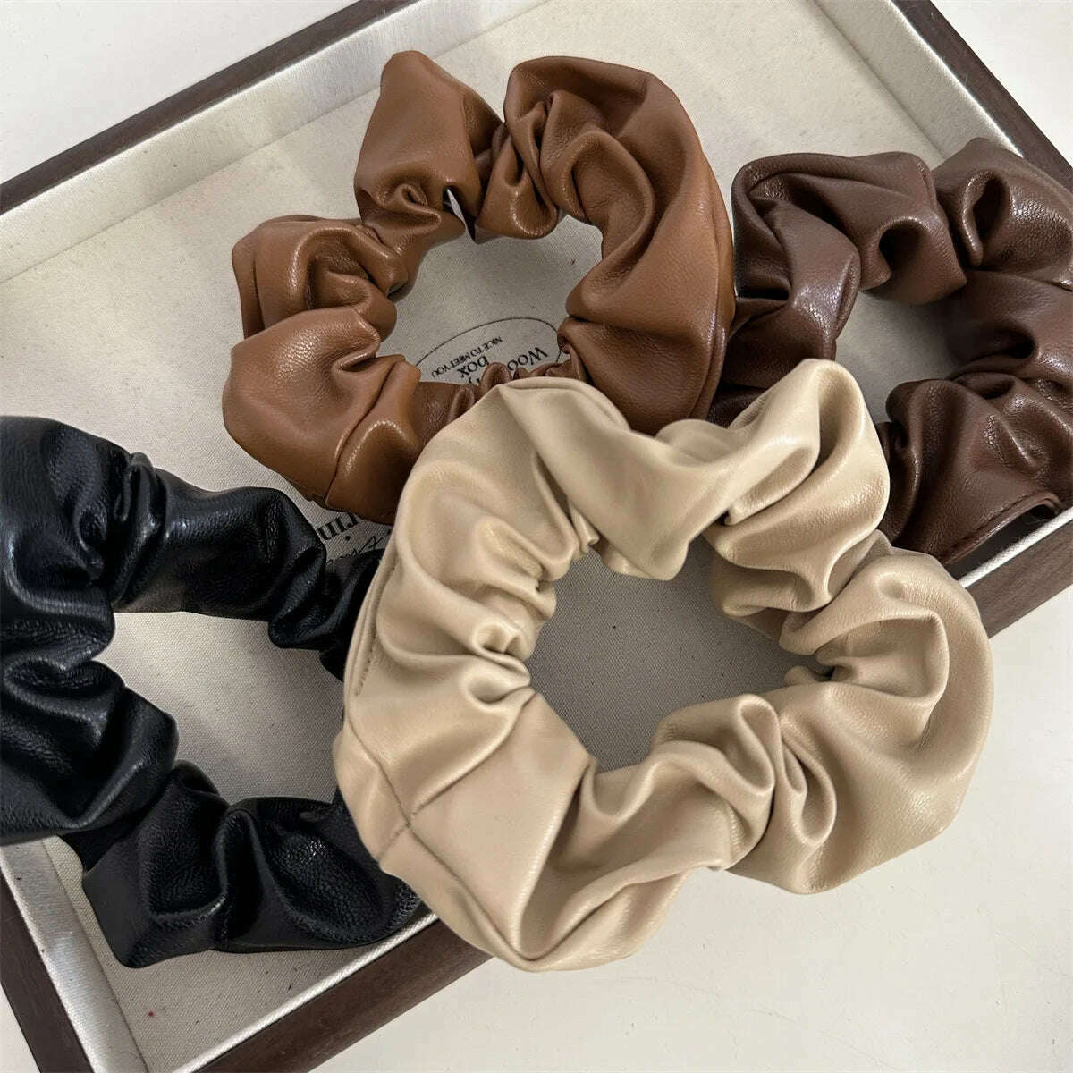 Women Artificial Leather Scrunchies