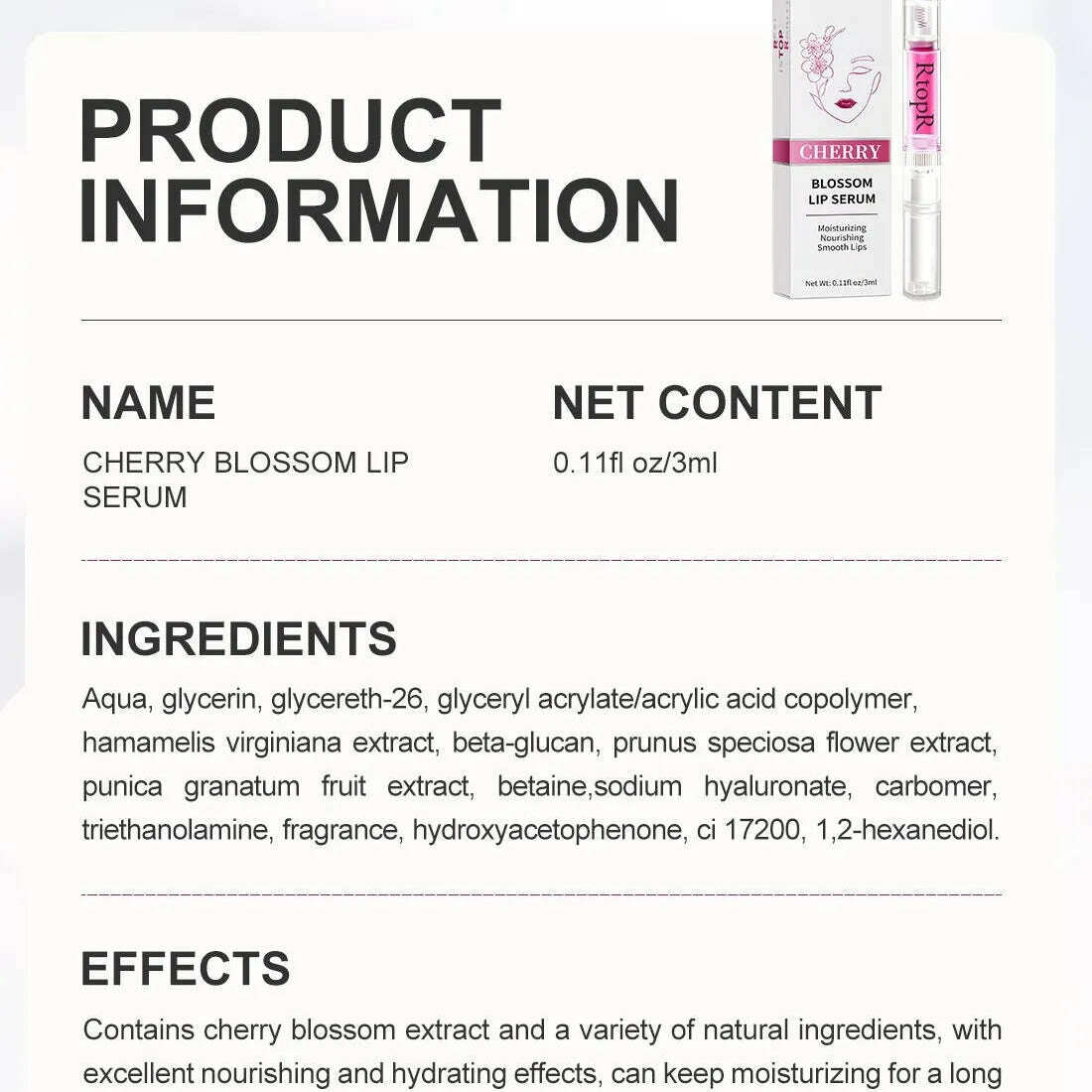 RtopR Cherry Blossom Lip Gloss – Hydrating Mask