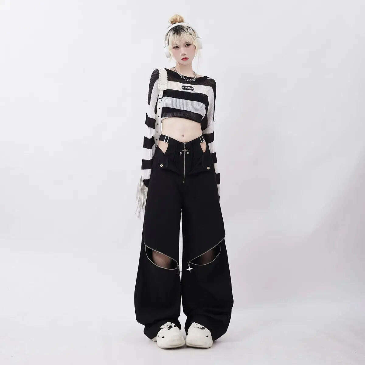 Spicy Girl Hollow Out Workwear Pants