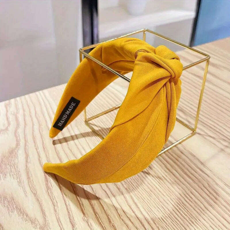 Solid Wide Knot Fabric Twist Hairbands for Women.