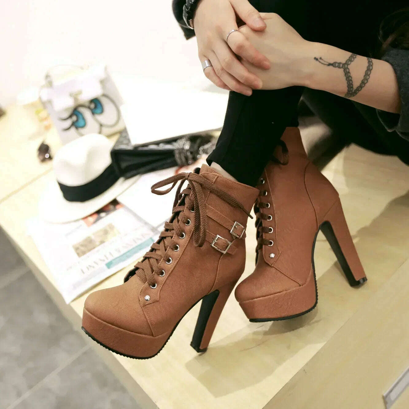 Women's Retro Ankle Boots with Stiletto Heels