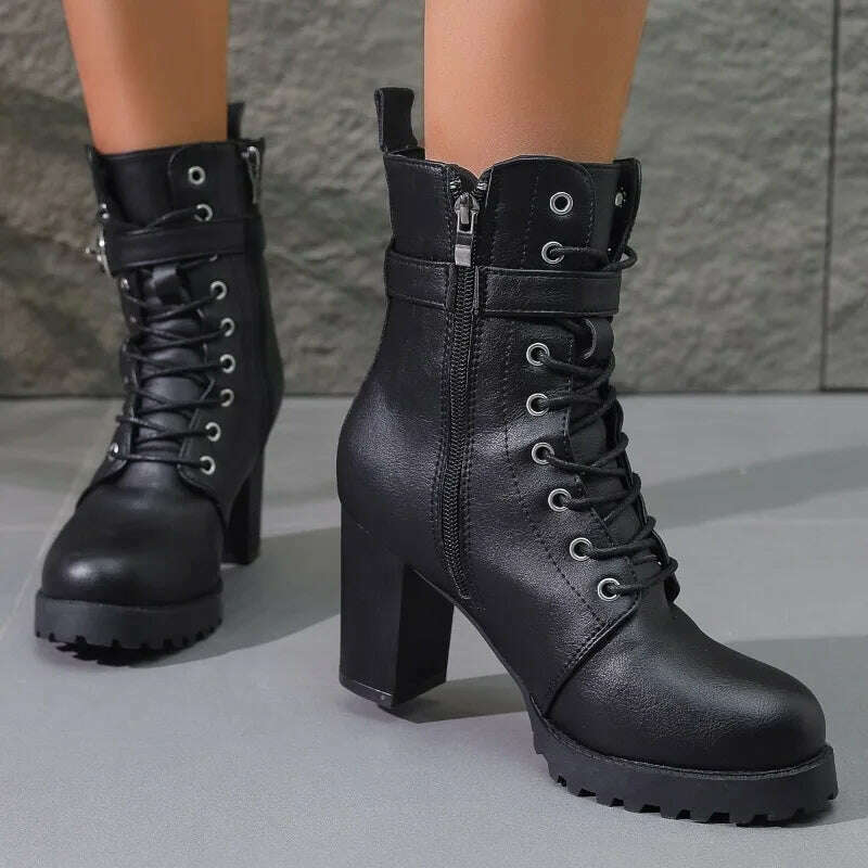 COZOK Women's Green Ankle Boots – Chunky Sole