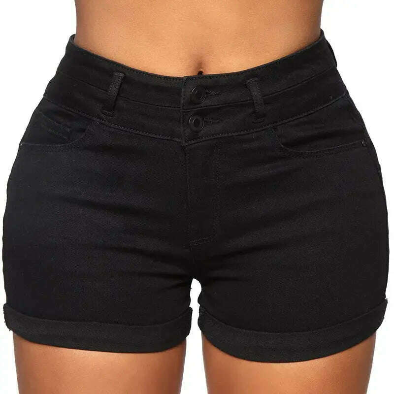 Liooil High Waist Jean Shorts – Stretchy, Cuffed, Casual - D&M Boutique