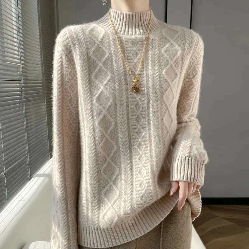 DjzDsm Turtleneck Sweater: 100% Merino Wool, Check Knit - D&M Boutique