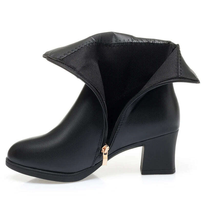 ZLMIAO SHZHANG Women’s Soft Leather Ankle Boots