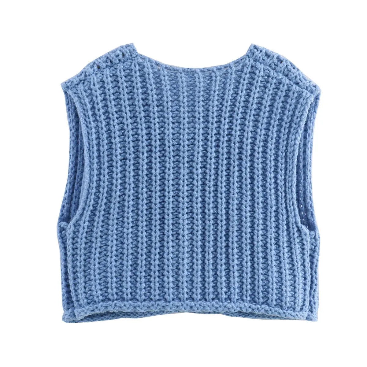 Korean Fashion Crop Sweater Vest Women Loose Cable Knit - D&M Boutique